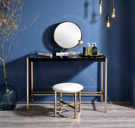 Lunar Elegant Multi-Purpose Desk w/USB Port - Black/Gold