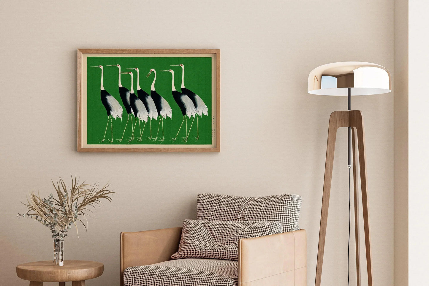 Ogata Korin - Cranes | PRINT | Vintage Japanese Art in Green (Available handframed or unframed)