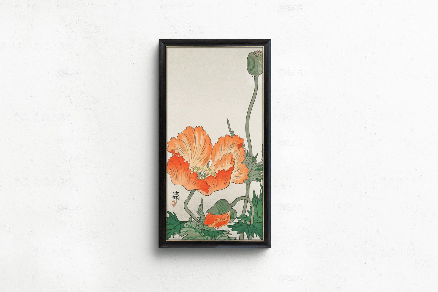 Ohara Koson Poppy Print: Vintage Japanese Floral Art (Handframed or Unframed)