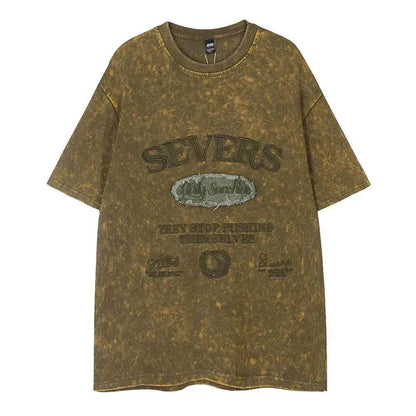 Old Washed Short Sleeve Men's Punk
