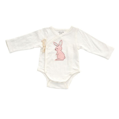 Organic Cotton Long Sleeve Onesie (Snow/Blush bunny)