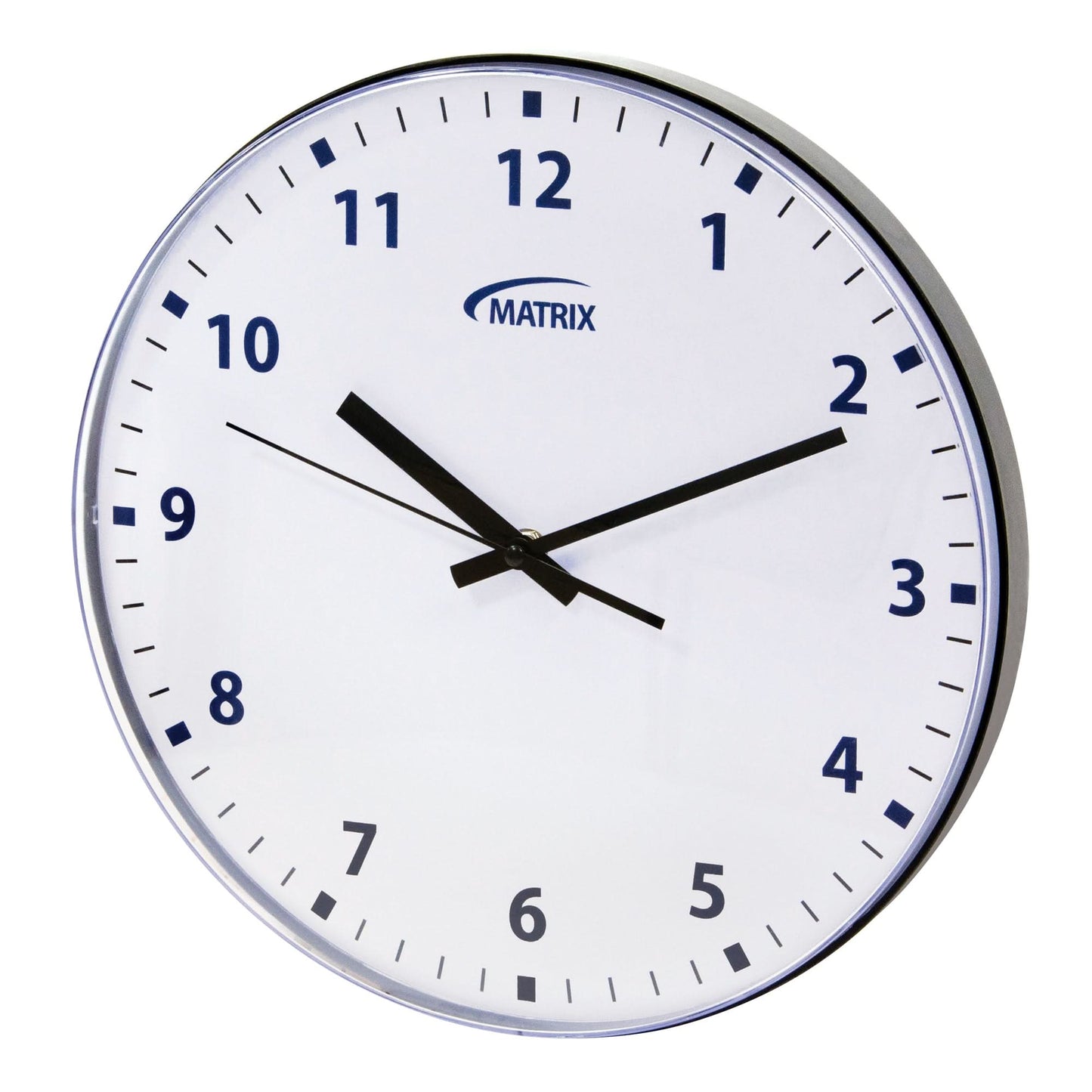 12 H Clock, Analog, Battery Operated, 12-3/4", Black