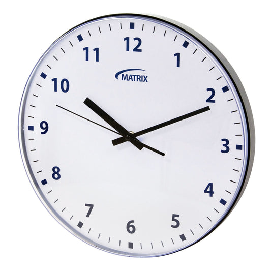12 H Clock, Analog, Battery Operated, 12-3/4", Black