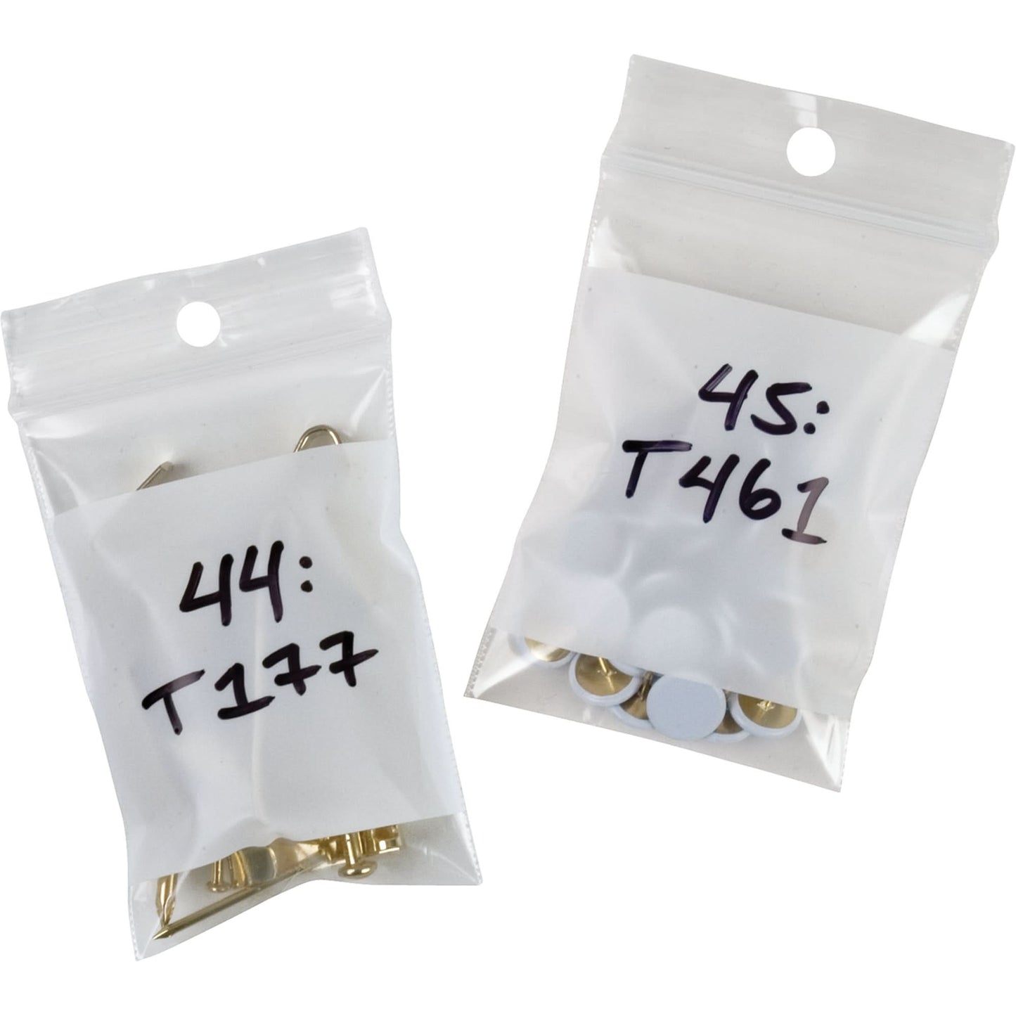 White Block Poly Bags, Reclosable, 2" x 2", 2 mils
