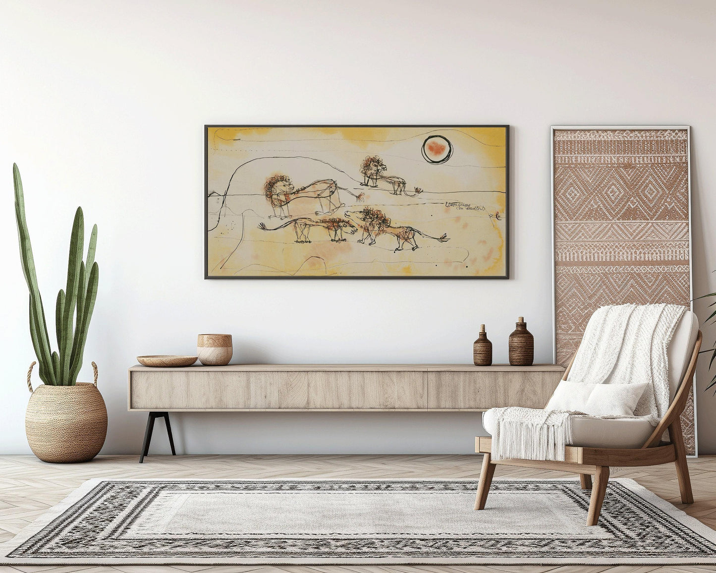 Paul Klee Lions Art Print: Modern Abstract Panoramic, Framed Option