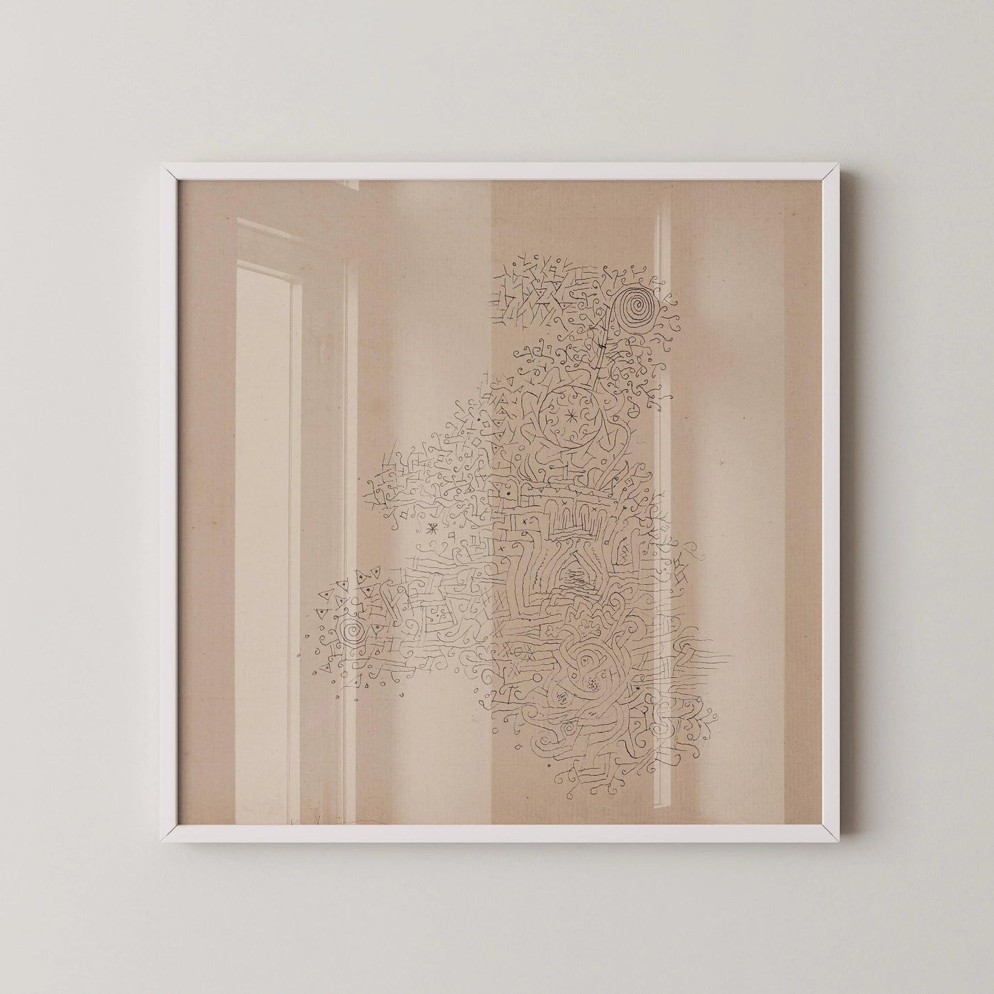 Paul Klee Rosenhag Print: Beige & Black Mid-Century Modern Sketch