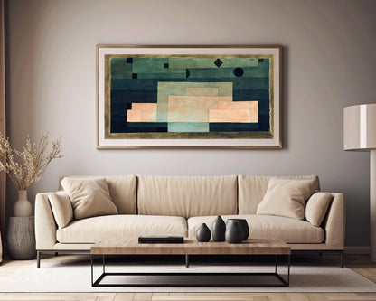 Paul Klee Print: The Firmament Above the Temple, Abstract Panoramic Art (2x1)