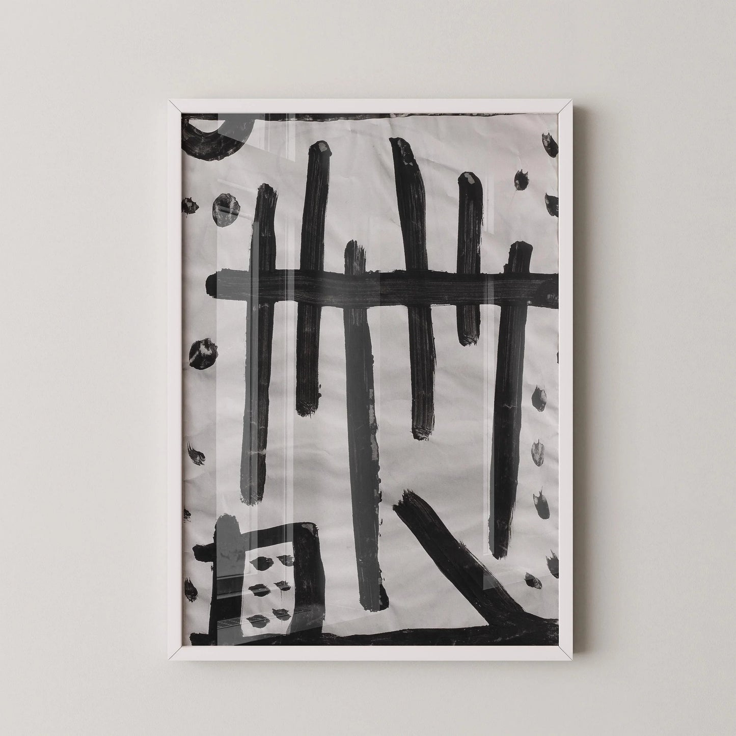 Estampe d'art abstrait en noir et blanc de Paul Klee : Composition géométrique