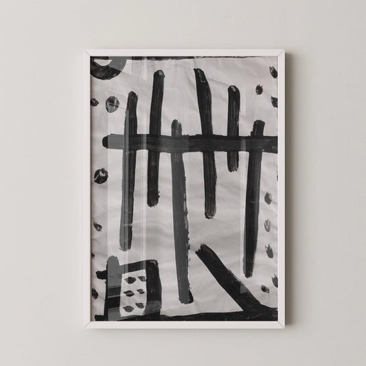 Estampe d'art abstrait en noir et blanc de Paul Klee : Composition géométrique