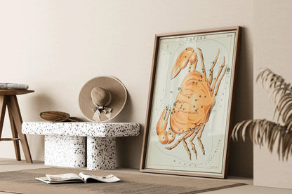 Impression Personnalisable Signe Astrologique Vintage - Cancer | Sidney Hall Art (disponible encadrée à la main ou non encadrée)