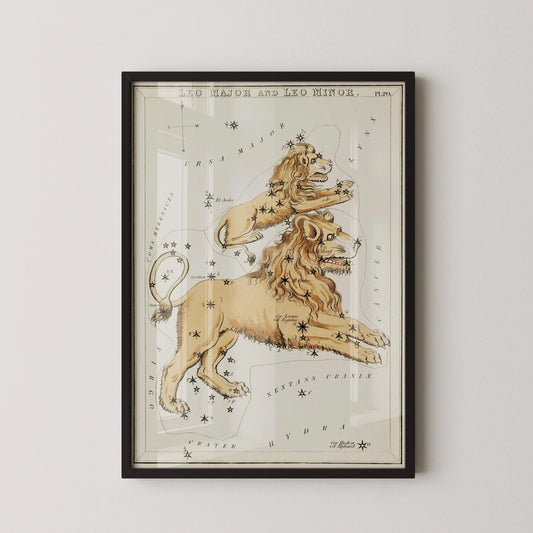 Impression personnalisable de signe astrologique vintage - Lion | Sidney Hall Art (disponible encadrée à la main ou sans cadre)