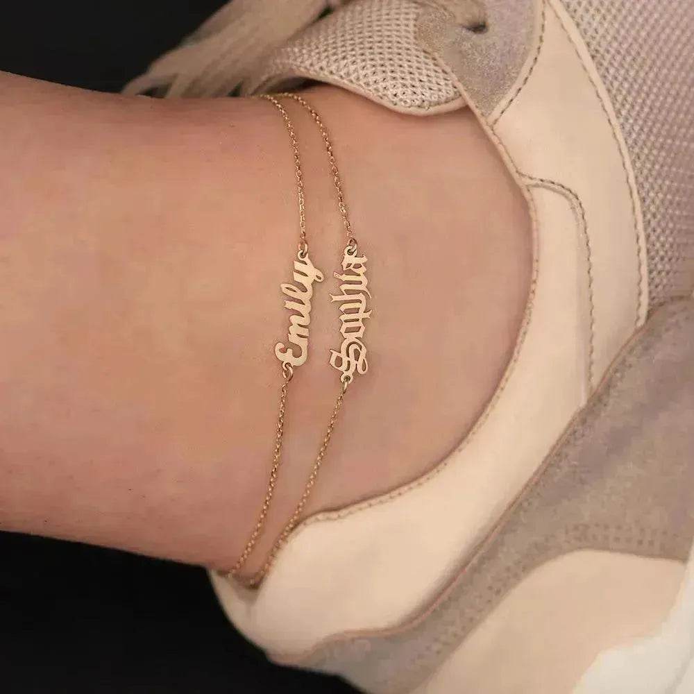 Personalized Custom 316L Stainless Steel Jewelry, English Alphabet Name Anklet
