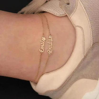Personalized Custom 316L Stainless Steel Jewelry, English Alphabet Name Anklet