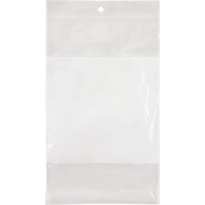 White Block Poly Bags, Reclosable, 8" x 5", 2 mils