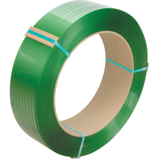 Feuillard, Polyester, 19 mm L x 817 m L, Vert, Qualité manuelle
