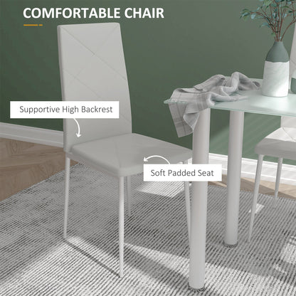 Adam Modern Space-Saving Dining Set for 4-White
