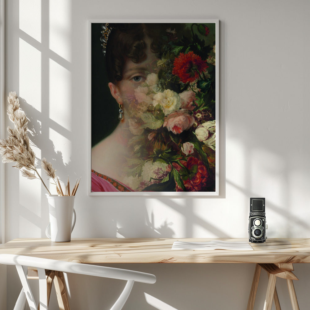 Portrait d'Hortense de Beauharnais, reine de Hollande, avec une nature morte florale