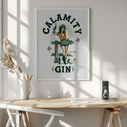 Wall Art Calamity Gin Funny Retro Western Cowgirl