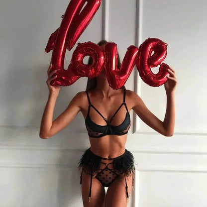 Polka dot mesh lingerie