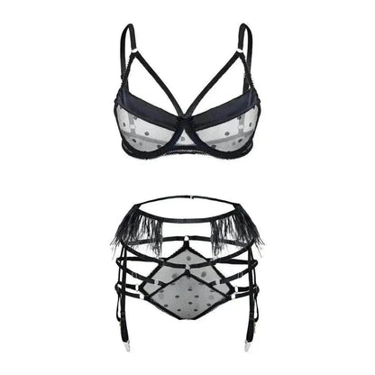 Polka dot mesh lingerie
