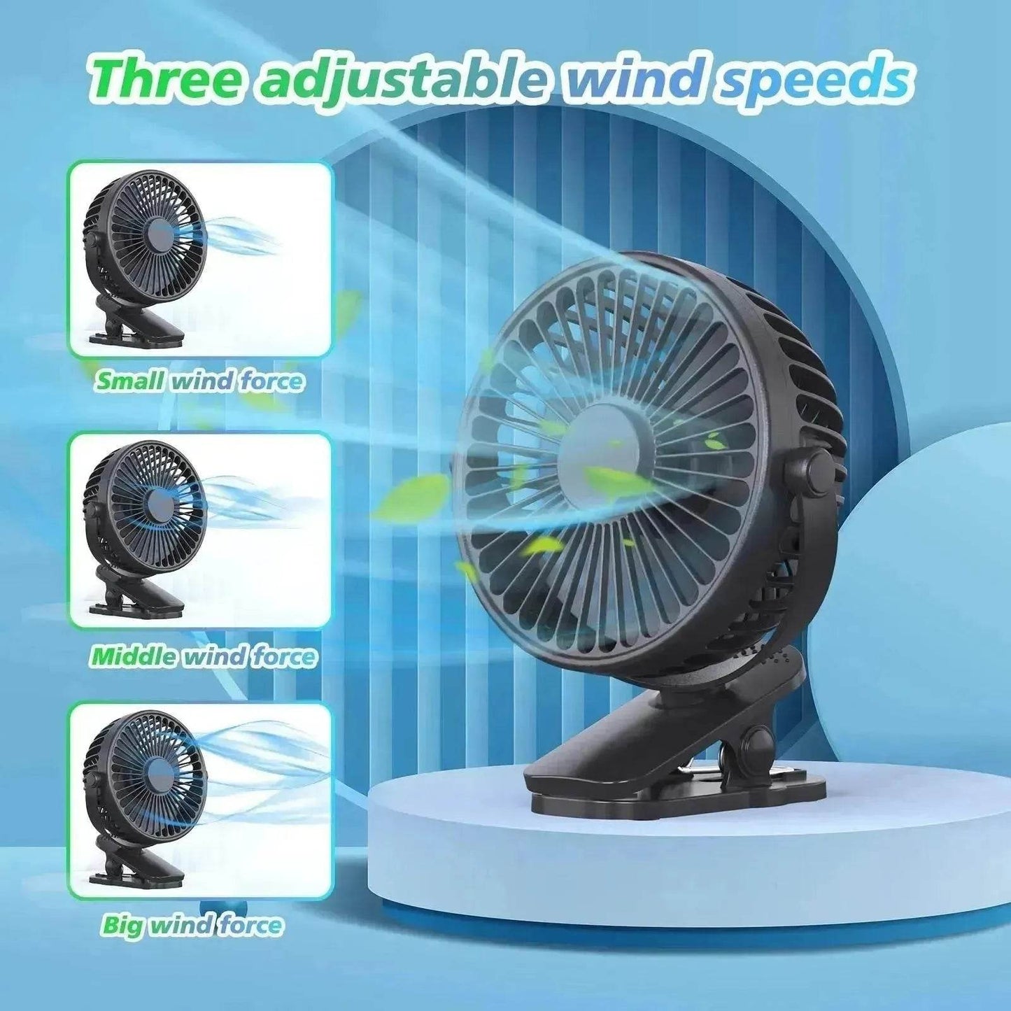 Portable Clip On Fan Battery Operated, Small Powerful USB Desk Fan, 3 Speed Quiet Rechargeable Mini Table Fan, 360 Rotate Cooling Fan For Home Office Travel Outdoor&Indoor Treadmill