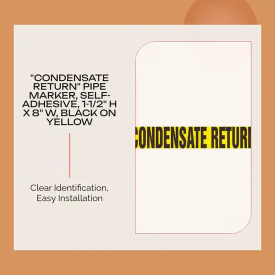 "Condensate Return" Pipe Marker, Self-Adhesive, 1-1/2" H x 8" W, Black on Yellow by@Outfy