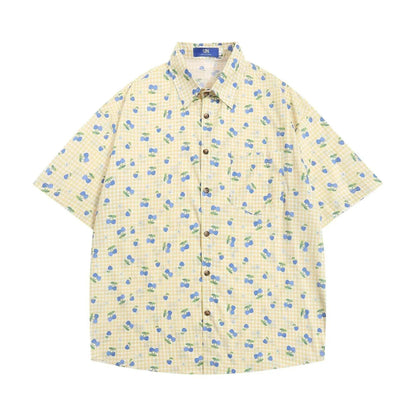 Printed Small Cherry Short-sleeved Shirt