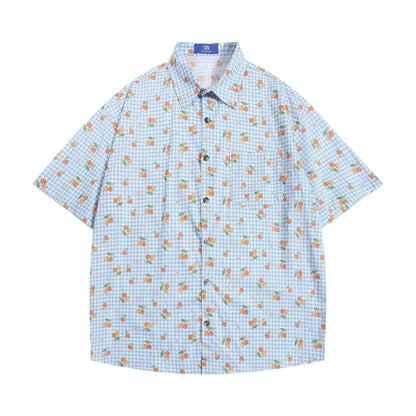 Printed Small Cherry Short-sleeved Shirt