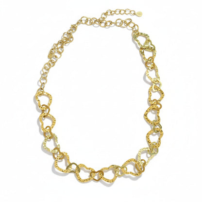 Linked Heart Necklace - Gold Stainless Steel