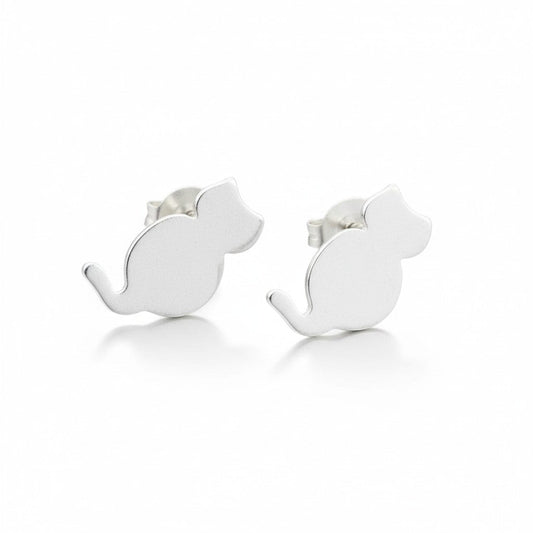 Boucles d'oreilles clous en argent plaqué motif chat