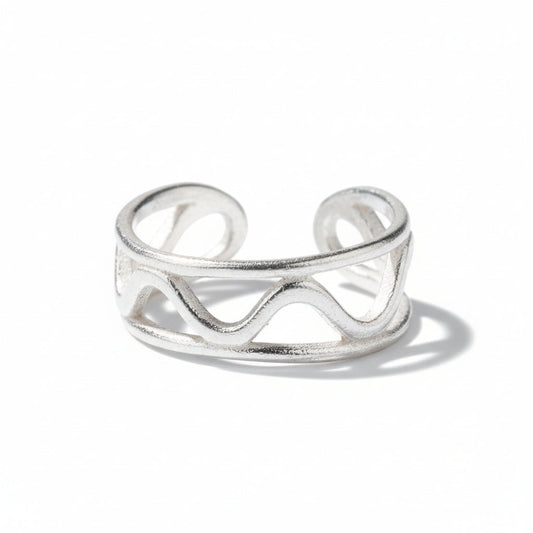 Wavy Styled Ring - Silver Plate