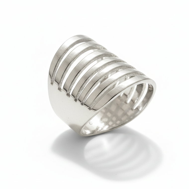 Bague multi-brins - Acier inoxydable gris