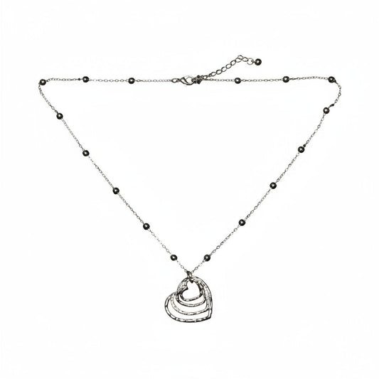 Collier Cœurs Superposés - Plaqué Argent