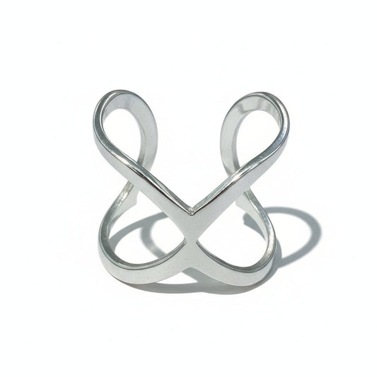 Open X Ring - Grey Stainless Steel
