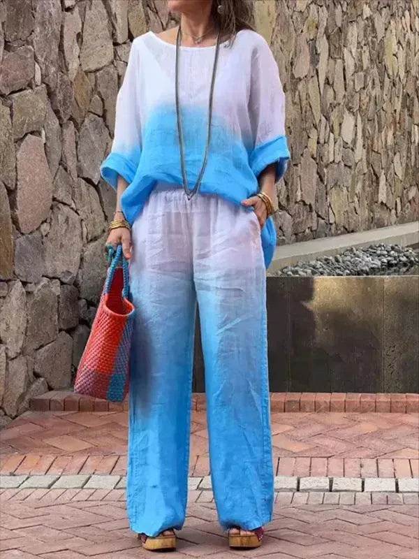 Product Women's Clothes Fashion Cotton Linen Gradient Two-piece Set