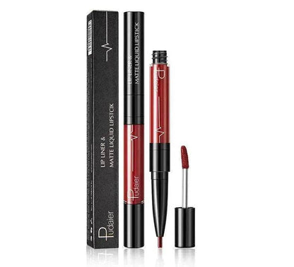 Pudaier Matte Lip Gloss Lip Liner 2 in1 Maquiagem Profissional Completa Agate Red Lip Tint Plumper Tattoo Makeup liquid Lipstick