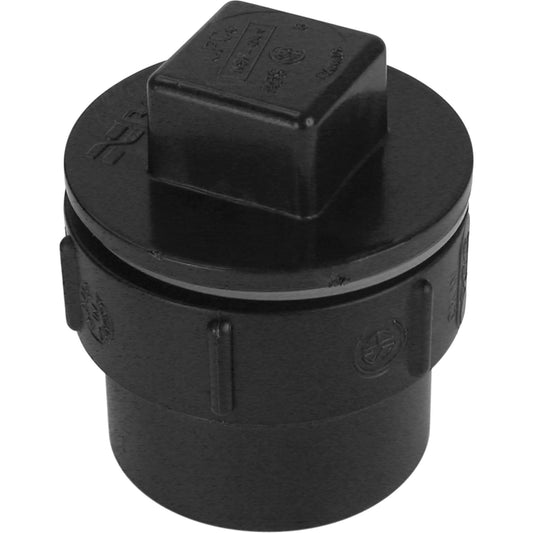 Raccord de nettoyage avec bouchon et joint, embout mâle x bouchon, 1-1/2" dia., plastique