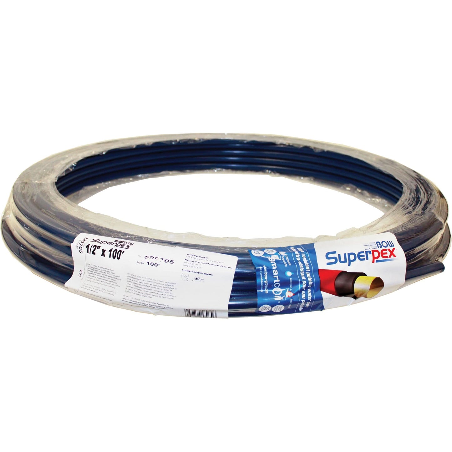 Superpex Cold Pipe, Plastic, 300' L x 0.5" Dia.