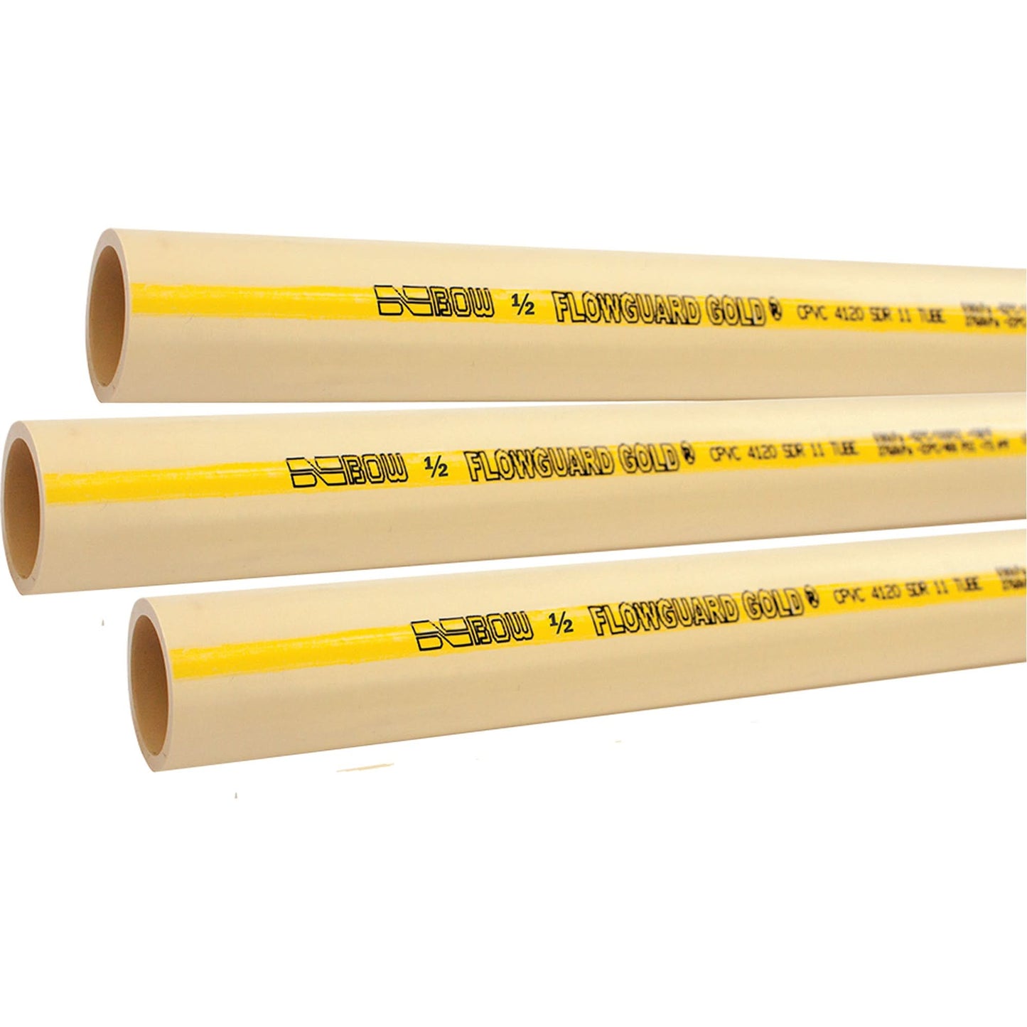 Flowguard Gold® Hot & Cold Water Pipe, CPVC, 10' L x 0.5" Dia.