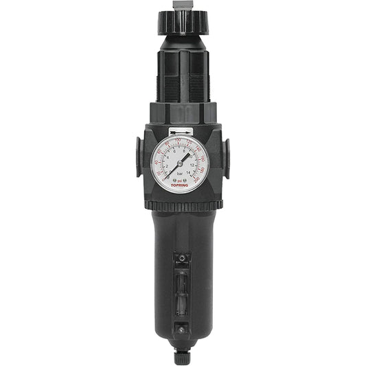 Manual Drain Filter/Regulator with Metal Bowl & Gauge Modulair 400, 1/2" NPT, 200 psi, 9.1 fl. oz. Capacity