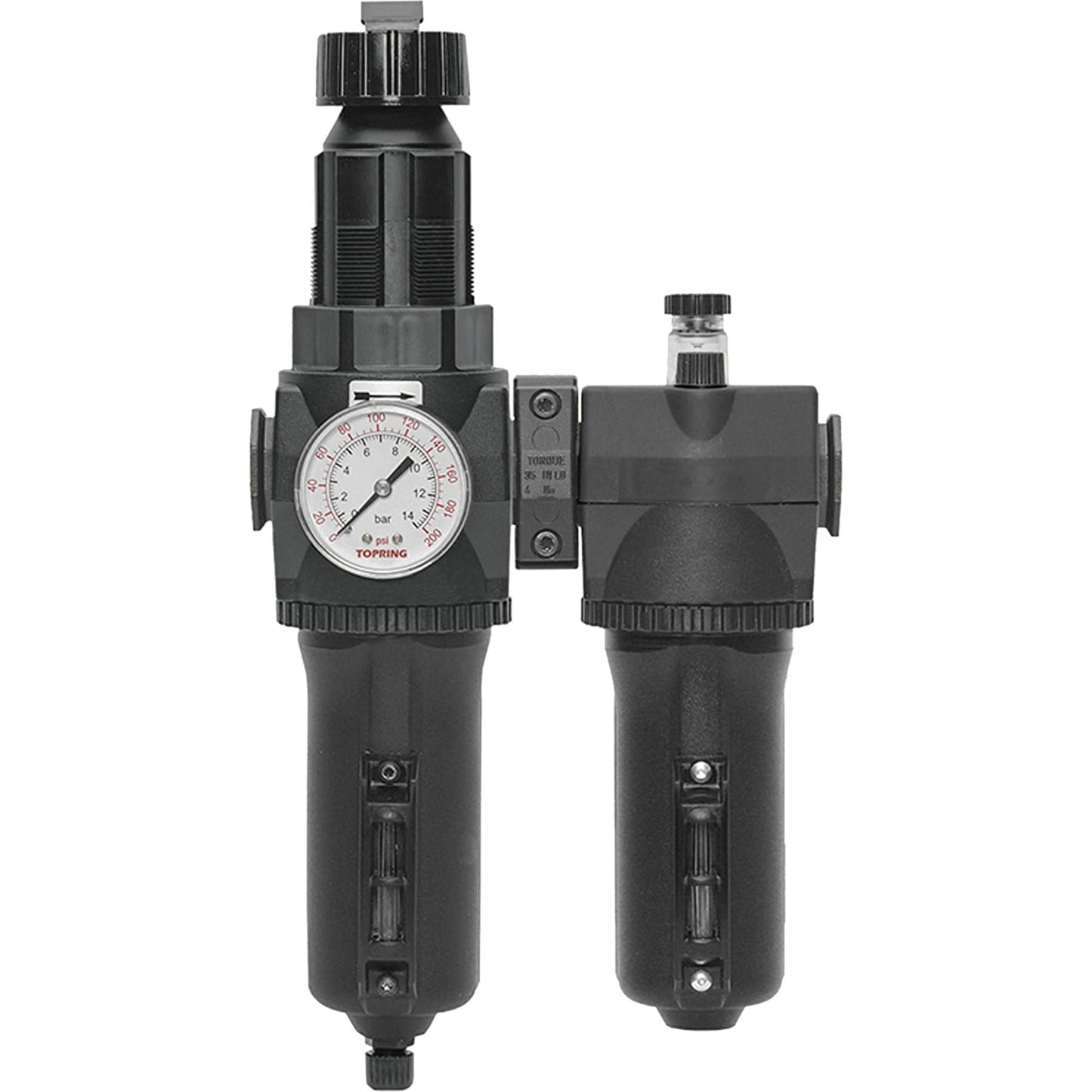 Manual Drain Filter, Regulator & Lubricator with Metal Bowl & Gauge Modulair 400, 1/2" NPT