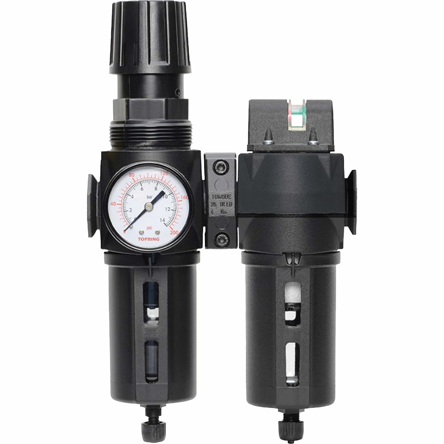 Filter/Regulator & Coalescing Filter Modulair 300 with Standard Bowl & Manual Drain, 3/8" NPTF, 150 PSI, 5.12 fl. oz. Capacity