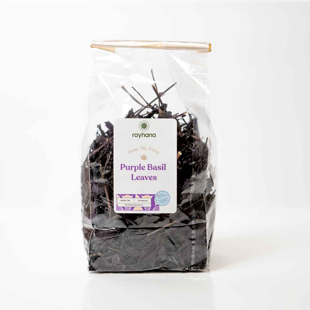 Feuilles de basilic pourpre séchées