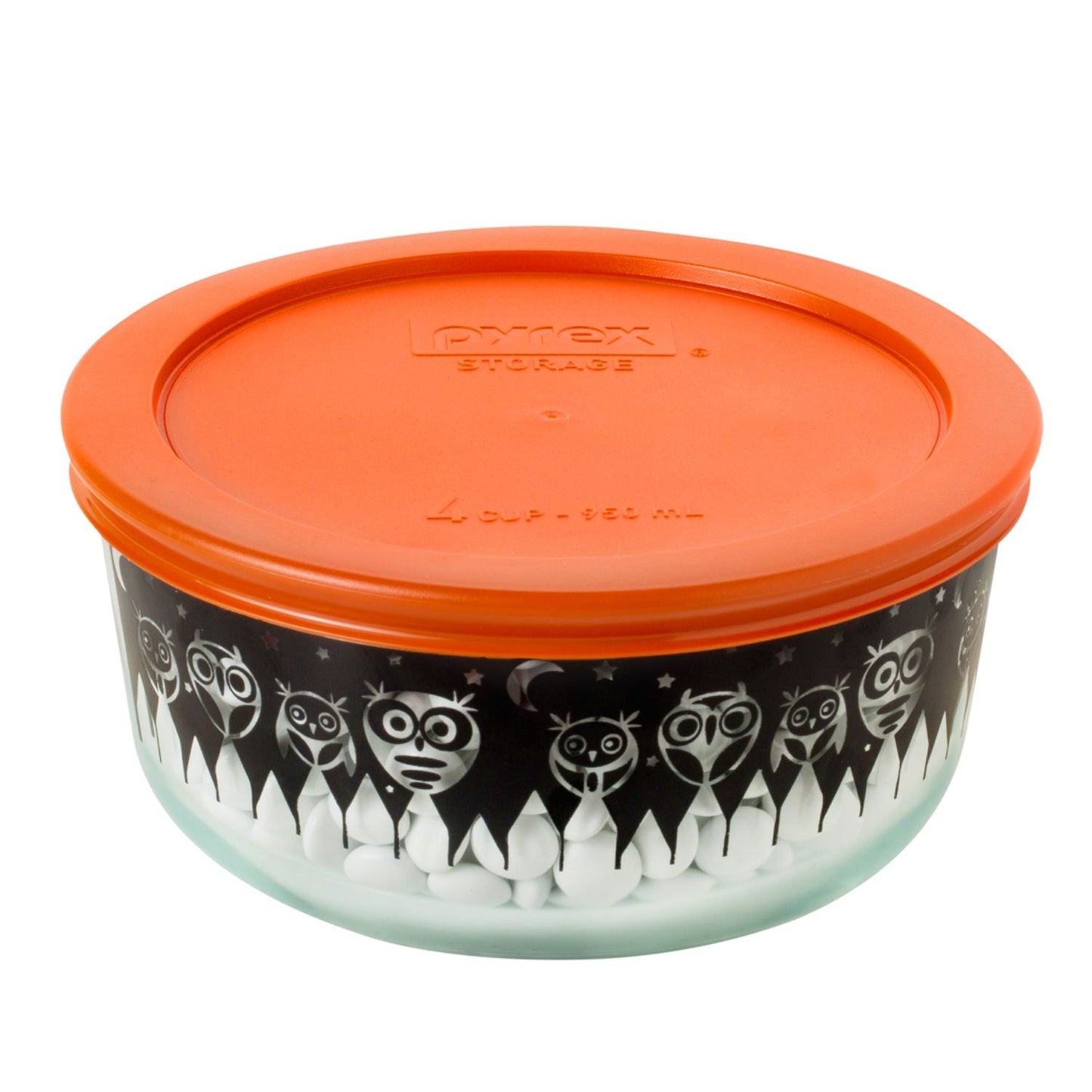 Hibou d'Halloween Pyrex décoré de 4 tasses