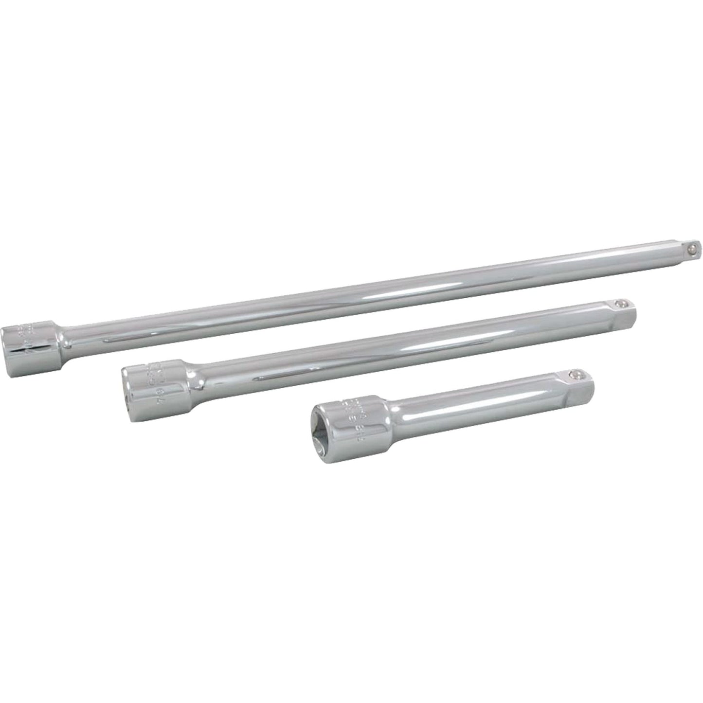 Socket Extension Set, 1/2" Drive, Chrome Finish, 3 Pcs
