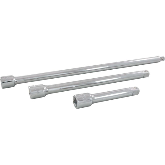 Jeu de rallonges pour douilles, carré 1/2", finition chromée, 3 pièces