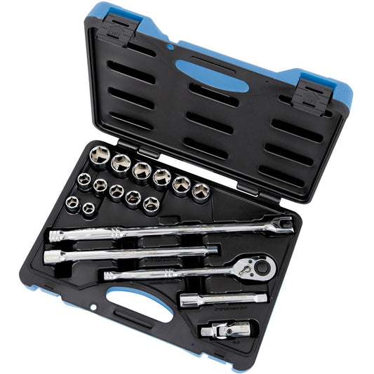 Metric Socket Wrench Set, 19 Pcs, 1/2" Drive Size