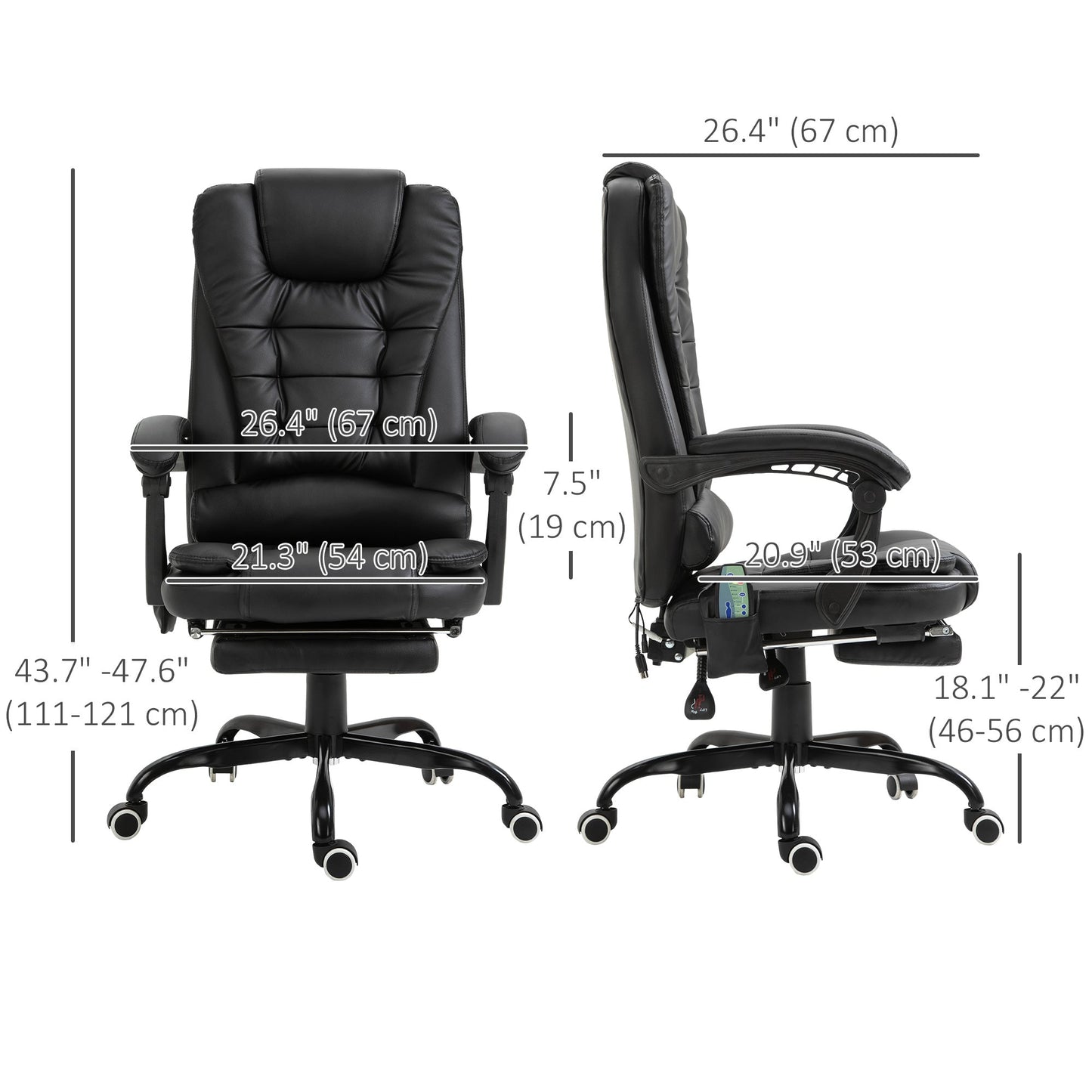 Declan Executive Office Chair with 7-Point Massage and Reclining Features-Black