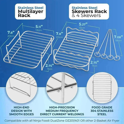 Rectangular Four-corner G-shaped BBQ Sticks Double Layer Stainless Steel Barbecue Grill Cross-border Foreign Trade