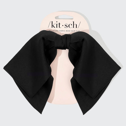 Recycled Fabric Bow Hair Clip – Black